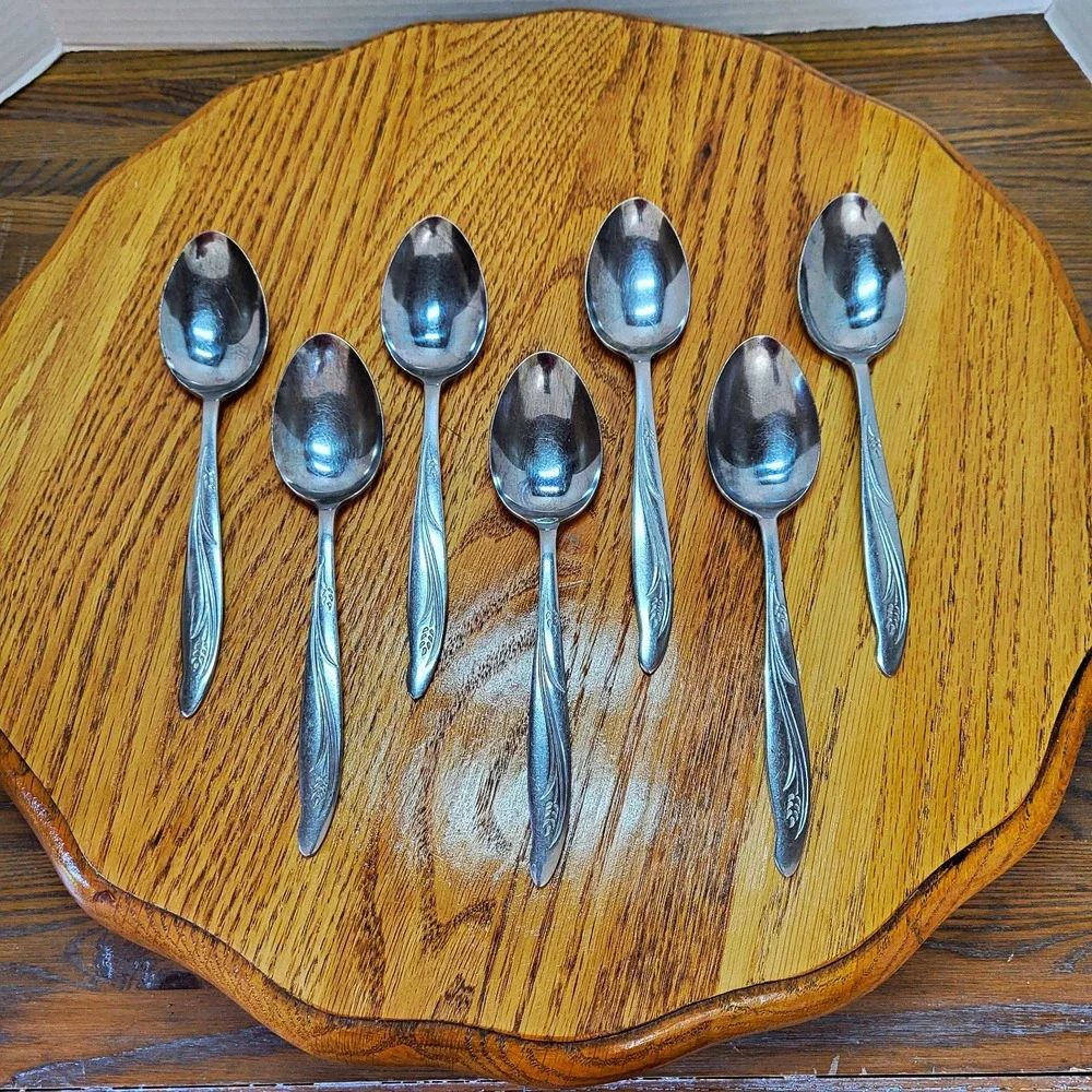 VTG Present Stainless Steel Flatware Gracious Wheat Japan Set of 7 Soup Spoons